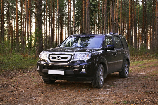 Car in forest near Toropets. Tver Oblast. Russia