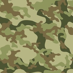 Fototapeta premium Military camo seamless pattern. Forest background on textile. Stylish new design. Ornament. Vector green