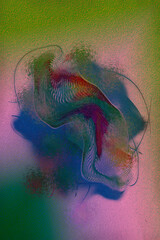 beautiful abstract figure in green blue red tones on an iridescent background that provide light and beauty