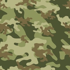 Army camouflage pattern on a green background. Vector.