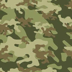 Fototapeta premium Army camouflage pattern on a green background. Vector.
