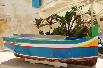Old fishing boat in Cittadella in Rabat Victoria, Gozo Malta