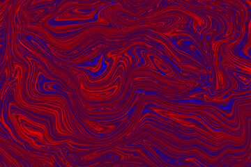 Psychedelic abstract red and blue liquid marble texture background vector