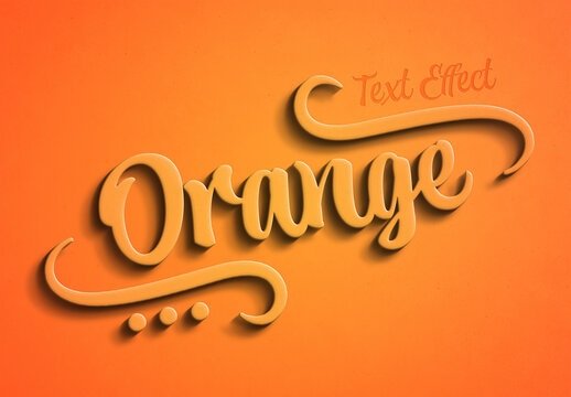 Orange 3D Text Effect with Shadow Mockup