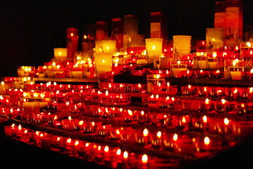 Church candles in catholic, memorial service