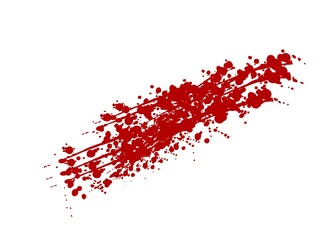 splashes red paint on a white background. Digital illustration