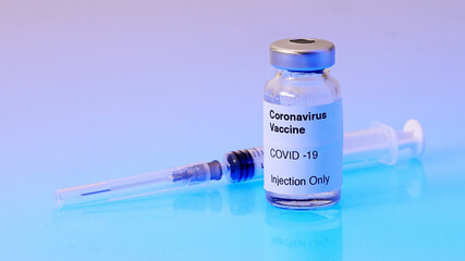 Disease outbreak. Medical syringe with needle for protection flu virus and coronavirus. Covid vaccine on white. Syringe, medical injection