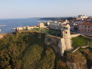 Ortona, Chieti, Abruzzo, Italy: Aerial view of the ancient Aragonese Castle on the shore of the...