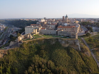 Ortona, Chieti, Abruzzo, Italy: Aerial view of the ancient Aragonese Castle on the shore of the Adriatic Sea - obrazy, fototapety, plakaty