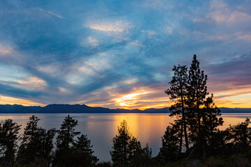 Sunset landscape of Lake Tahoe