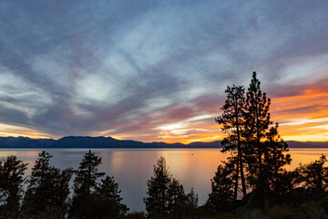 Sunset landscape of Lake Tahoe