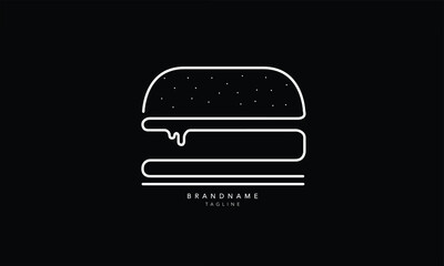 Minimal Line art Burger Logo. Hamburger Vector. Fast Food Illustration - obrazy, fototapety, plakaty