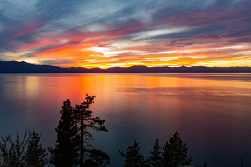 Sunset landscape of Lake Tahoe