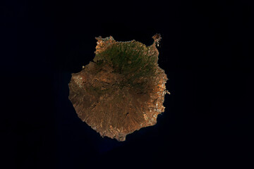 Obraz premium High resolution satellite image of Gran Canaria, the second most populous of the Canary Islands, Spain - contains modified Copernicus Sentinel Data (2020)