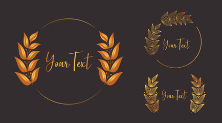 Gold luxury flower laurel wreath beauty feminine and elegant style vector frame decoration