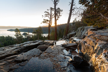 Sun rise landscape around the Emerald Bay of Lake Tahoe