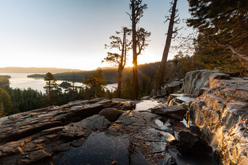 Sun rise landscape around the Emerald Bay of Lake Tahoe