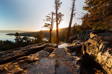 Sun rise landscape around the Emerald Bay of Lake Tahoe