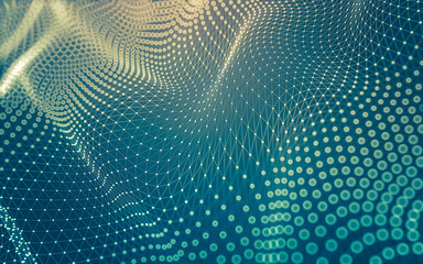 Fototapeta premium Abstract background. Molecules technology with polygonal shapes, connecting dots and lines. Connection structure. Big data visualization.