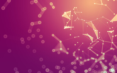 Abstract background. Molecules technology with polygonal shapes, connecting dots and lines. Connection structure. Big data visualization.