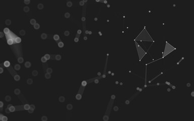 Abstract background. Molecules technology with polygonal shapes, connecting dots and lines. Connection structure. Big data visualization.