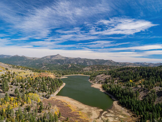 Fototapeta na wymiar Aerial view of the Red Lake in Lake Tahoe area