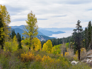 High angle view of some landscape around Lake Tahoe area