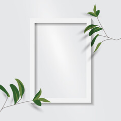 White blank picture frame. Empty white picture frame mockup template isolated. Vector illustration