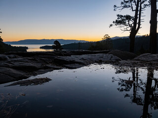 Sun rise landscape around the Emerald Bay of Lake Tahoe