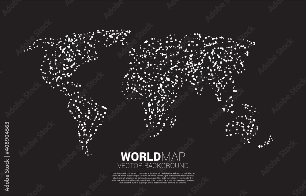 Poster  World map with random dot . concept of global Digital network