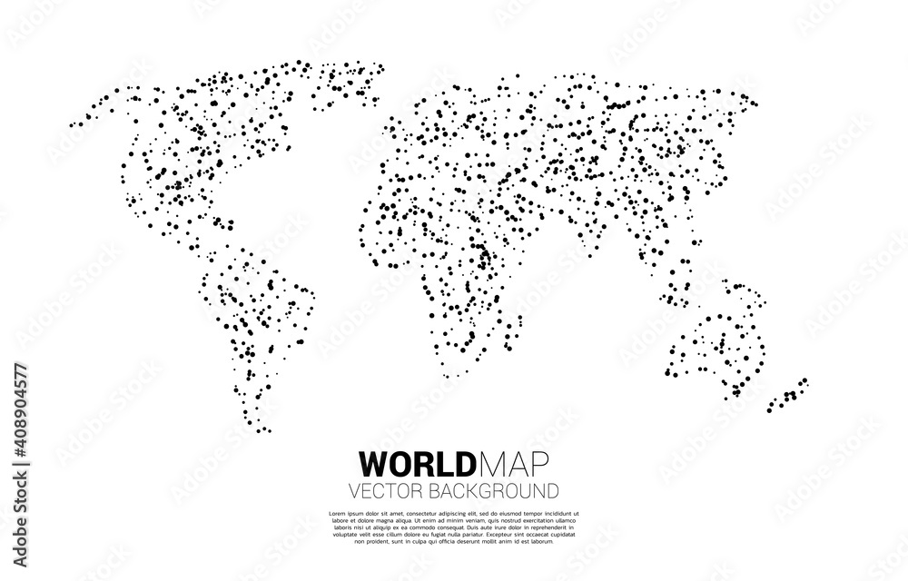 Poster  World map with random dot . concept of global Digital network