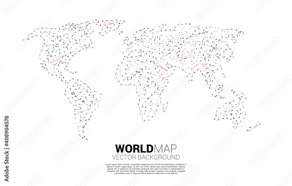 Poster  World map with random dot . concept of global Digital network