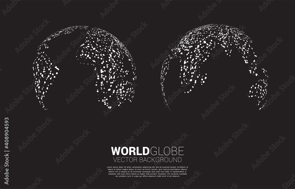 Poster Globe 3D World map with random dot . concept of global Digital network
