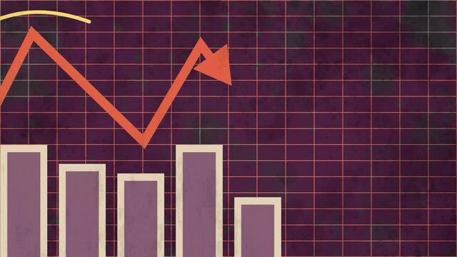A retro uptrend arrow chart motion graphic.