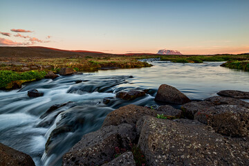 On the road to Mount Askja on sunset, Iceland