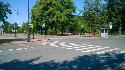 Smolny garden in the city of St. Petersburg on a summer morning
