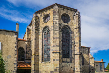 Fototapeta na wymiar View on the romanesque church of the Mozac abbey in Auvergne (France)