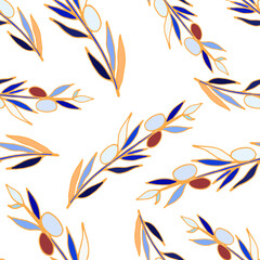Fototapeta na wymiar Trendy pattern with colorful flowers and leaves, great design for any purposes.Floral seamless pattern. Fabric print texture.