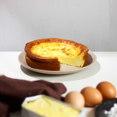 Delicious Cheese burnt cake for dessert.
