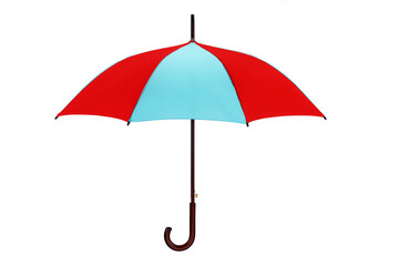 Red and blue umbrella on white with clipping path