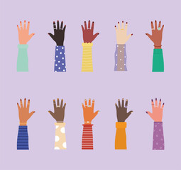 Fototapeta premium diversity hands with colored nails