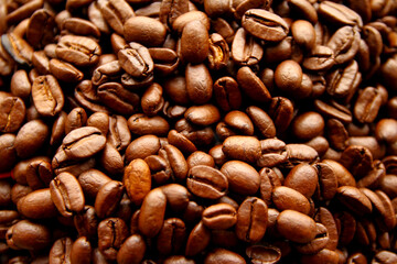 Macro of roasted coffee beans 
