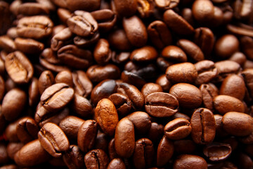 Macro of roasted coffee beans 