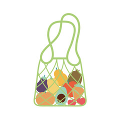 eco bag with a fruits inside of it and light green color