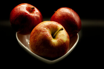 Trio of sweet and edible apples ready for a snack