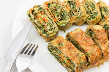 Delicious healthy fresh egg roll for breakfast
