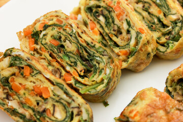 Delicious healthy fresh egg roll for breakfast
