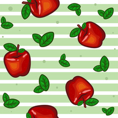 Seamless vector pattern apples print for fabric textile wallpapers for kitchen cafe or restaurant 