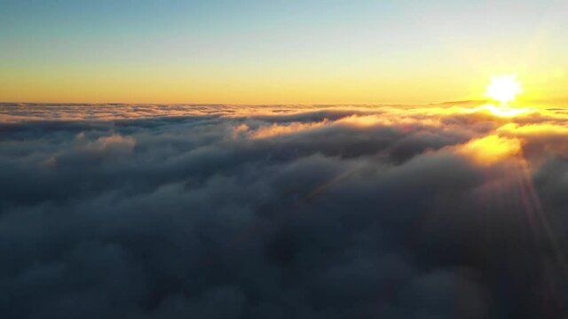 Aerial drone cloud surfing sun sunset sunshine fluffy heaven