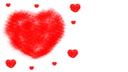 Background for February 14, Valentine's Day, Red hearts on white background for greeting cards.